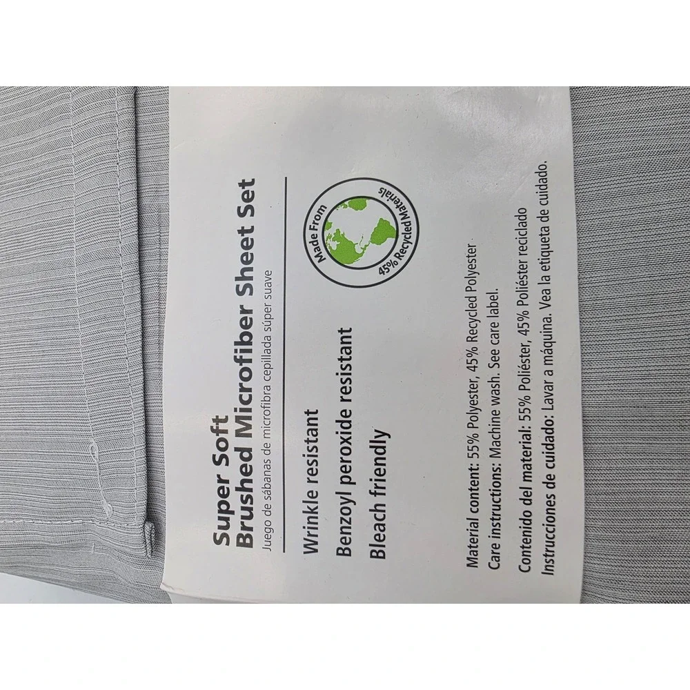 Mainstays Super Soft Brushed Microfiber Full Sheet Set Textured Grey 4pc New bb3